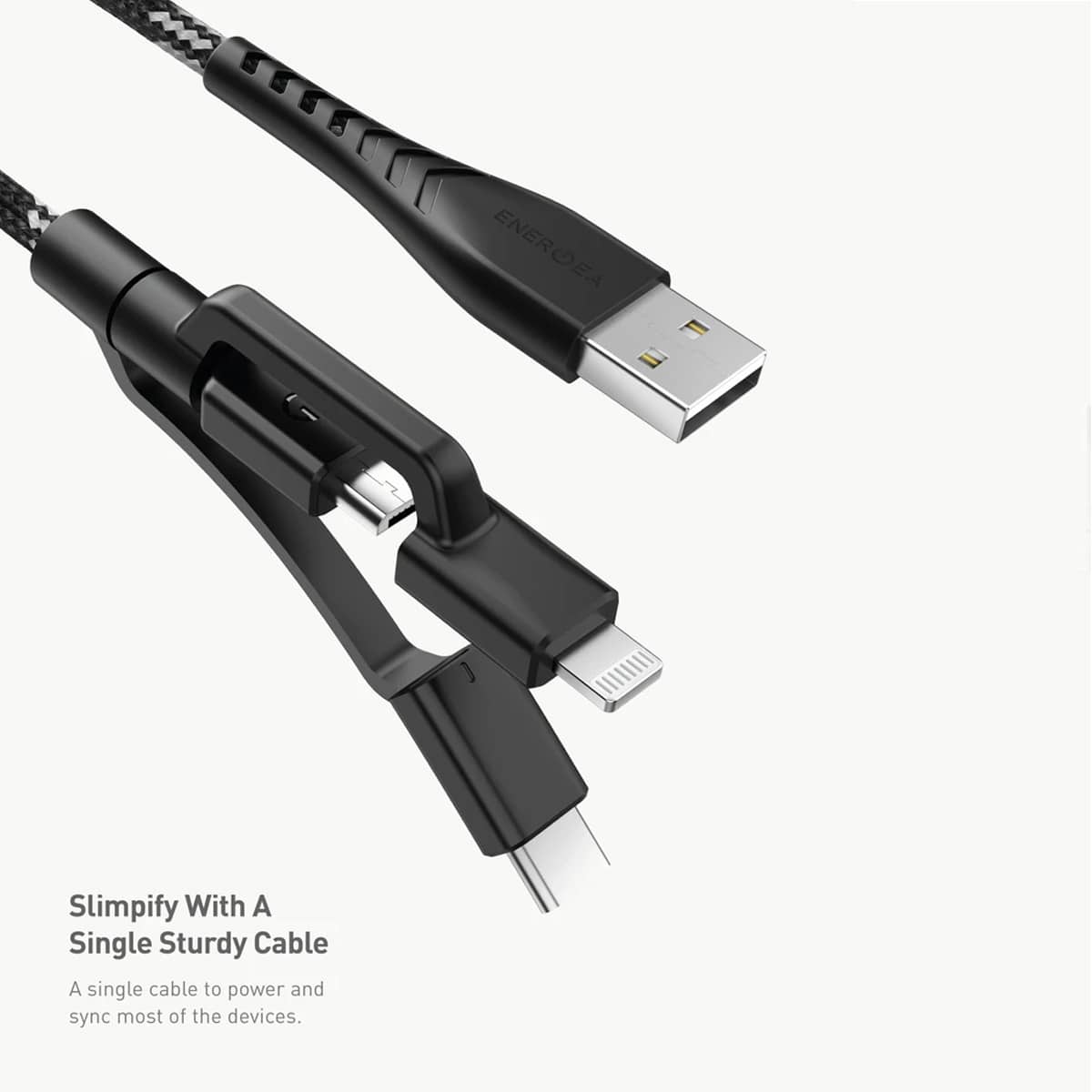کابل تبدیل USB به Type-C/Lightning/Micro-USB انرجیا مدل NyloFlex طول 1.5 متر