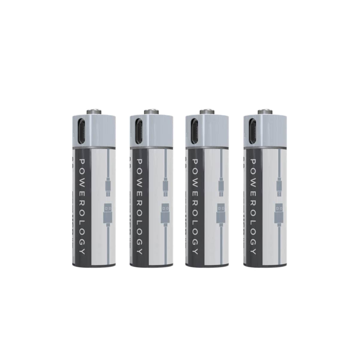 پک 4 تایی باتری قابل شارژ پاورولوجی مدل USB Rechargeable Battery-AA