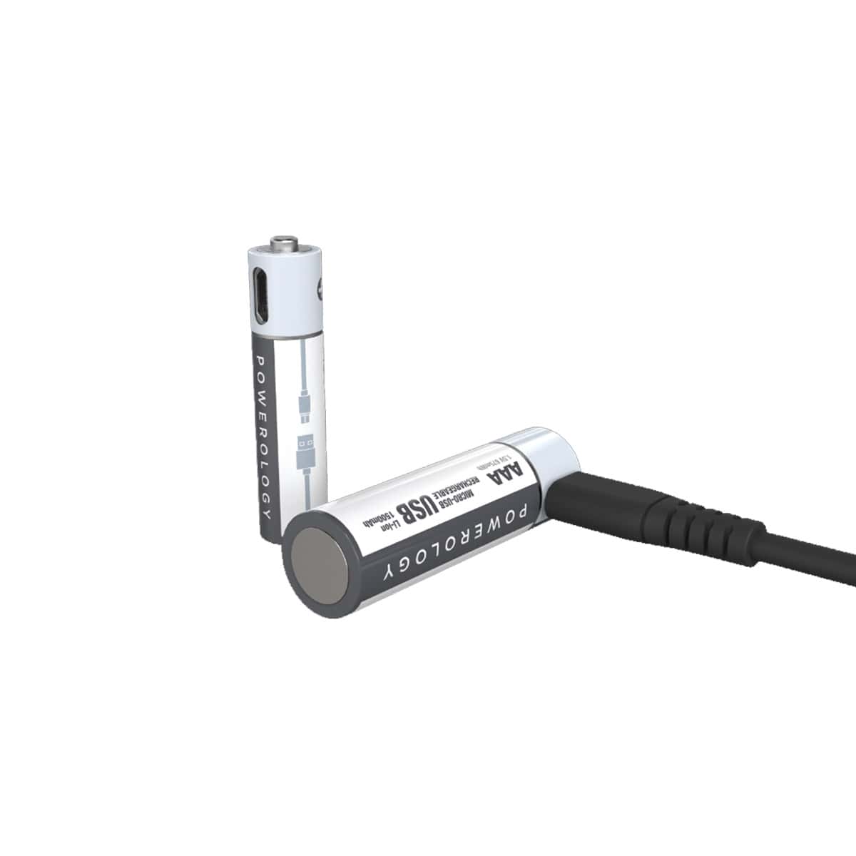 پک 4 تایی باتری نیم قلم قابل شارژ پاورولوجی مدل USB Rechargeable Battery-AAA
