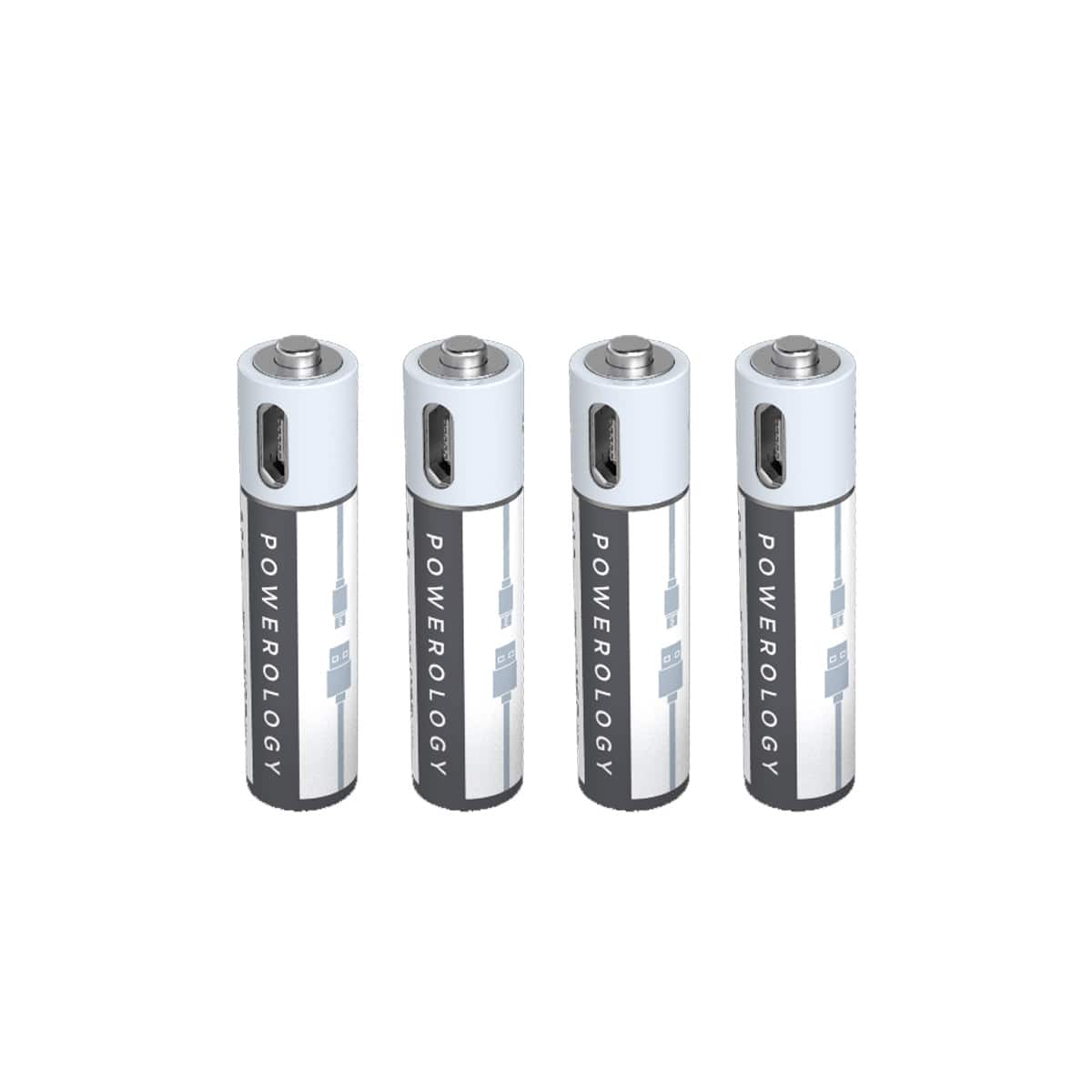 پک 4 تایی باتری نیم قلم قابل شارژ پاورولوجی مدل USB Rechargeable Battery-AAA